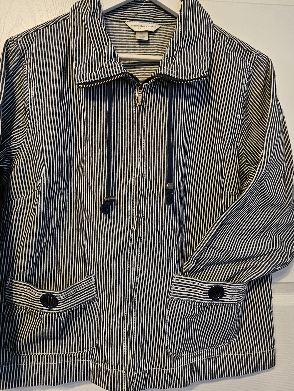 Christopher & Banks Striped Zip-Front Jacket in Navy & White